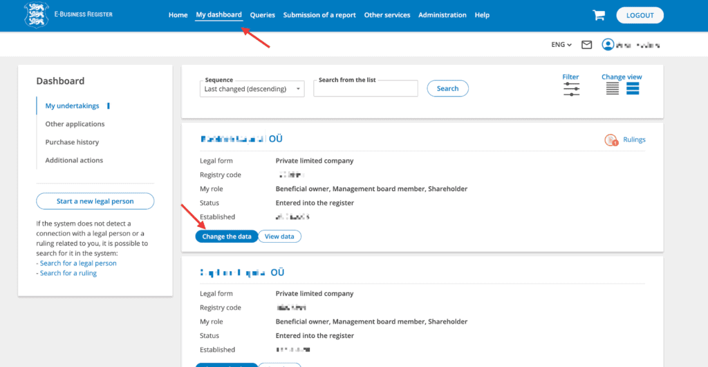 Estonian company address change process with step-by-step guide.